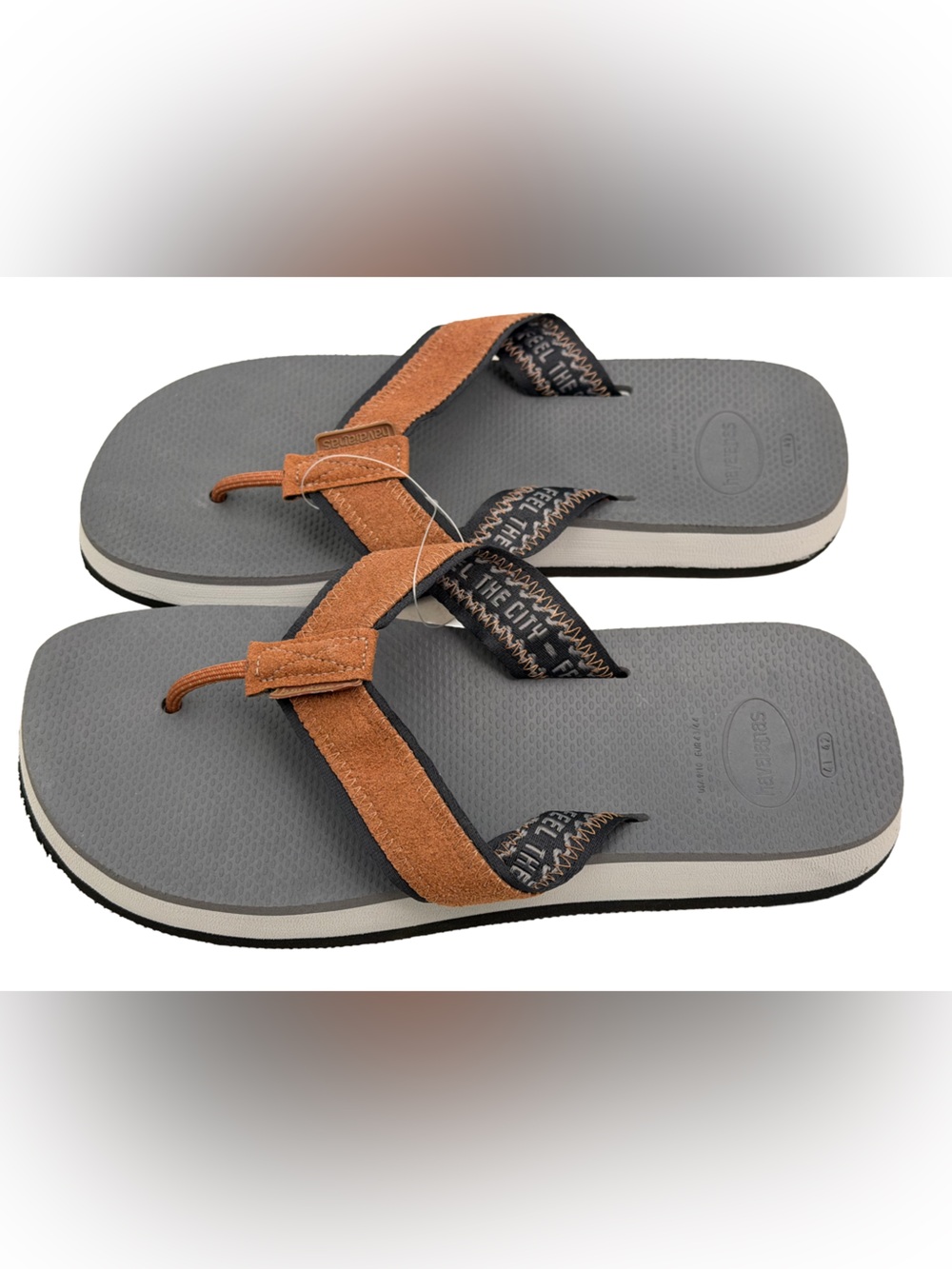 NWT Havaianas Men's Graphite/Ice Urban Fusion II Sandal Flip Flops, Size 9/10